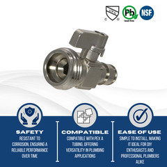 1 Pack XFITTING 1/2″ Pex A X 3/4″ GHT Valve , Expansion Garden Valve , F1960