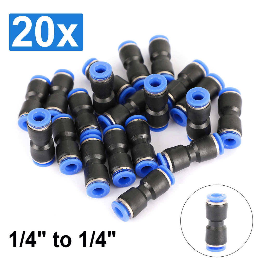 QUICK Pneumatic Straight Union Push 20X 1/4″(6mm) OD Tube To Connect Air Fitting