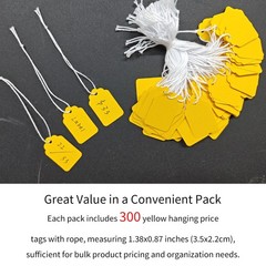 300 Pcs 1.38×0.87 Inches Yellow Blank Jewelry Price Tags with String Attached…