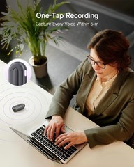 Anypin Wearable AI Voice Recorder 64GB Transcribe 120+ Languages Cosmic Blue