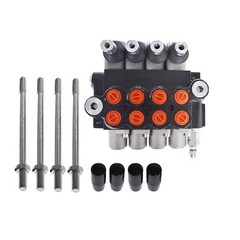 4 Spool Hydraulic Monoblock Double Acting Control Valve, 11 GPM, SAE Ports