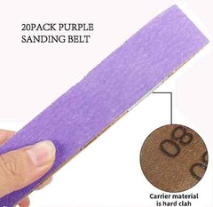SATC Purple File Sanding Belt Abrasive 1/2 in x 18 IN- Pack of 20 – GRIT 60