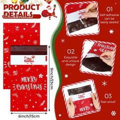 300 Pcs Christmas Poly Mailers 6 x 9 Inch Merry Christmas Shipping Bags for M…