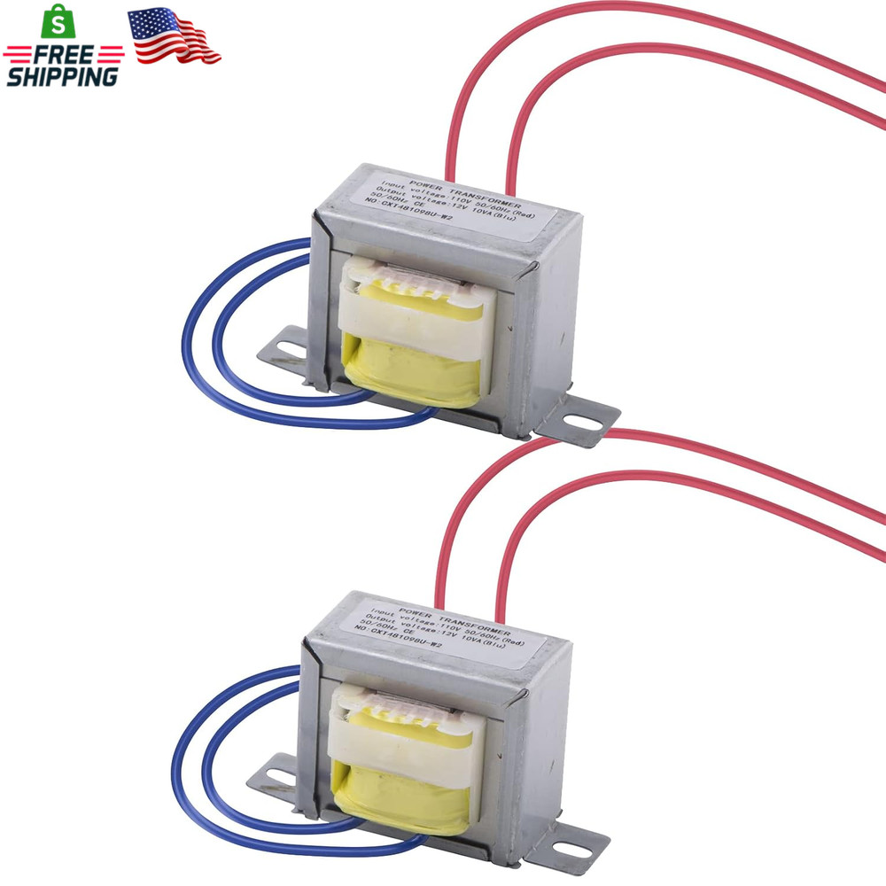 Jingzan 2 Pack Input AC 110V 50/60HZ Output AC 12V 10VA Power Transformer for Sy