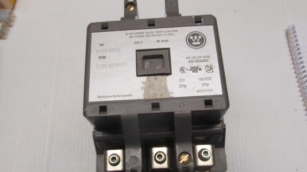 WESTINGHOUSE A201K3CA SIZE 3 3 POLE CONTACTOR 90 AMPS 120V COIL. B-127