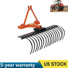 50 in Landscape Rake 3 Point Hitch Tractor Rake Category-0 Cat-1 Tractor Steel