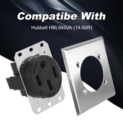2 Gang Receptacle Wall Plate Single Hole W/ 4 Screws for 14-50R Hubbell HBL9450A