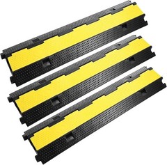 3 Pack Dual Channel Rubber Cable Protector Ramp 2 Channel Traffic Speed Bump
