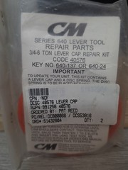 Columbus McKinnon 40576 3/4-6 Ton Lever Cap Repair Kit *NEW*