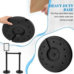 6 Pack Crowd Control Stanchions 9.8ft Retractable Belt Sign Holder Black