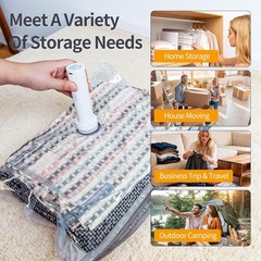 Vacuum Storage Bags for Travel, Vacuum Seal Bags for Clothing with Portable