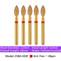 5/pk Dental Zirconia FG Diamond Burs & Holder Pointed Football Polishing Burs