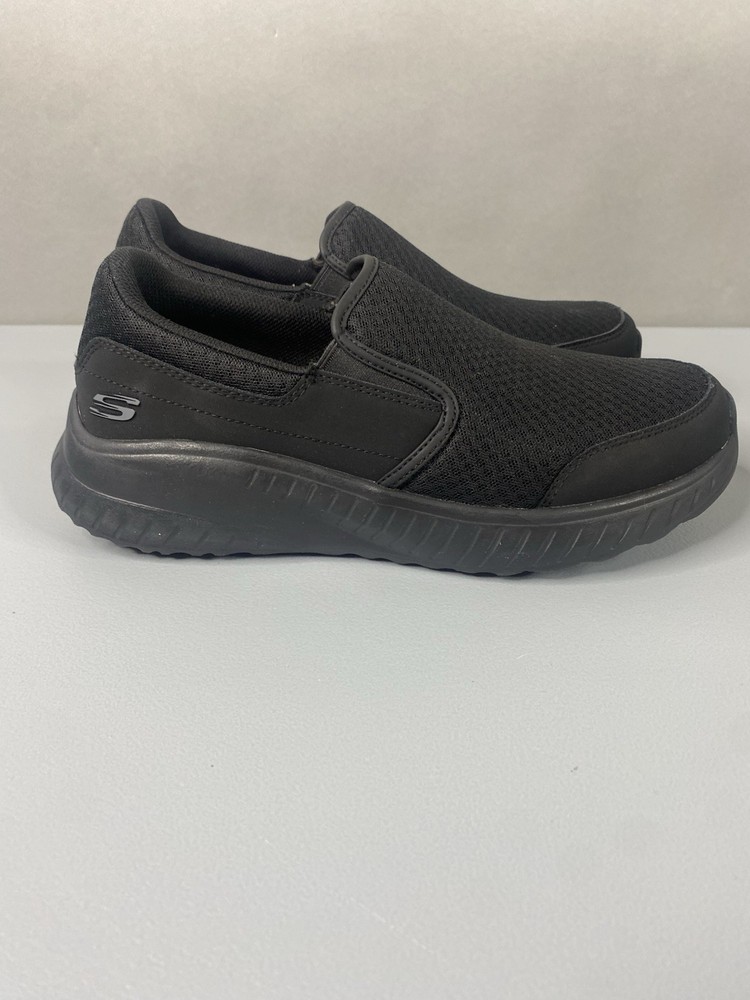 Skechers Mens Work Shoes Sz 11.5 Slip Resistant Memory Foam Slip On Black Mesh