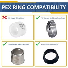 1/2Inch PEX Copper Press Fittings,1/2″ Press X 1/2″ PEX Crimp Coupling Adapte…