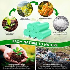 1.6 Gallon Mini Trash-Bags For Bathroom Compostable – Green Small Garbage Bag…