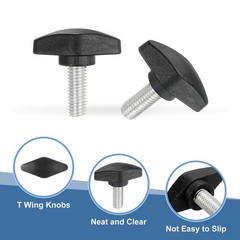 12 Pcs M8 x 20mm Tee Thumb Screws, 35mm Width Carbon Steel Tee Wing Knobs Screws