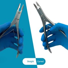 Set of 2 Pcs Ruskin Bone Rongeur 7.50″ Straight & Curved 5mm Bite Double Action