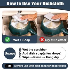 10 Pack Steel Wire Dishwashing Rags Double Layer Kitchen Cleaning Scrubbers