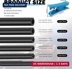6PCS 4.9Ft ID 1/8″ 5/32″ 1/4″ 5/16″ 3/8″ 3/16″ Vacuum Lines Automotive Kit,Silic