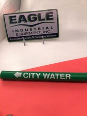 (9-pk) SETMARK 32925 SZ-10 PIPE MARKER “CITY WATER” White on Green
