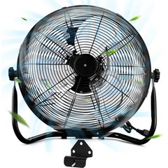16″ High Velocity Metal Industrial Floor Fan, 3-Speed Powerful Cool W/Wall-Mount