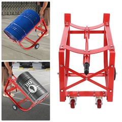 Drum Cradle With 4 Wheels, 55Gal Drum Cradle, 600lbs ,Red for Workshop&Factory