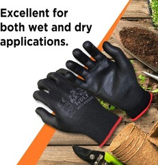 WOLF Waterproof Work Gloves – Polyurethane Coated for Enhanced Grip (Pack of 12)