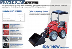 SDA-140W Ride-on Wheeled Mini Skid Steer Loader RATO Gas Engine 0.8Ton Seat-Type