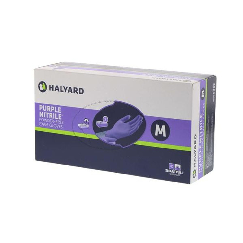 Halyard Purple 55082 Nitrile Exam Glove Size: Medium Box of 100