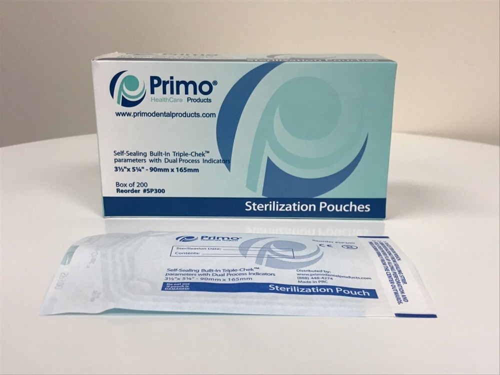Primo Triple Chek Sterilization Pouch 3.5 x 5.25 (1000) Bags Dental Tattoo Nail