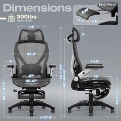 X100 Ergonomic Mesh Office Chair with Footrest, Big and Tall Hone Desk Chair …