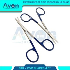 2pcs Premium Dissecting Iris Scissors with Sharp Points, Curved+Straight – 4.5in