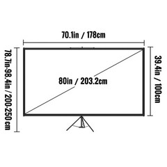 VEVOR Tripod Projector Screen with Stand 80“ 4K HD 16:9 Home Cinema Portable