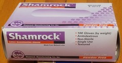 2-Pk Shamrock Latex Powder Free Exam Gloves 100 Count each Size Medium #10112
