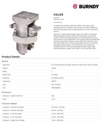 Burndy KSU29 OR Ilsco SK-250 Split Bolt MechanicalTap Conn. 1str-250mcm CuAl