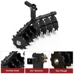 32″ Cut Width Disc Plow Harrow With 2″ Receiver Hitch Mount for ATVs /UTVs Heavy