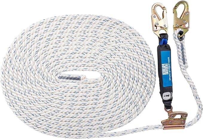 Vertical Lifeline Assembly – 50FT Rope Harness Safety Lanyard with Rope Grab
