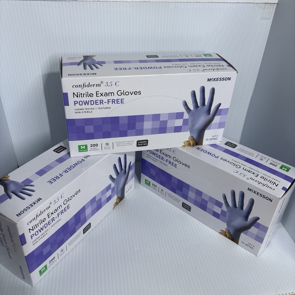 600 McKesson CT Confiderm Nitrile Exam Gloves Powder-Free – Medium size/Blue
