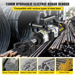 VEVOR Electric Rebar Bender 1″ 25mm #8 1500W Hydraulic Portable Rebar Bending