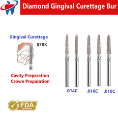 Dental Diamond Burs FG Gingival Curettage Coarse Grit High Speed 878K.016C, 5/Pk