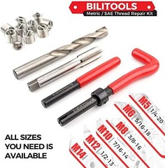BILITOOLS M5x0.8 Thread Repair Kit, HSS Drill Helicoil Repair Kit Metric
