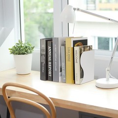 Olebes Adjustable Book Ends, Metal Iron Non 18.9/4.13*6.1*7.68 inch, White