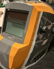 RIDGID Auto-Darkening Welding Helmet Gray/Orange Graphics Auto Darkening Filter