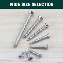 #4 x 7/8″ (100 pcs) Flat Head Sheet Metal Screws, 304 Stainless Steel (18-8), Ph