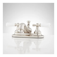 signature hardware teapot centerset lavatory faucet- no handles- brushed nickel
