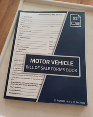 Motor Vehicle Bill of Sale Forms Book, 50 Forms, 8.5 x 11 Inches