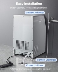 VEVOR Commercial Ice Maker 130 lbs/24h Ice Machine 30 lbs Storage Bar Restaurant