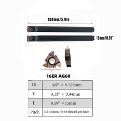 SNR0013M16 Lathe Internal Threading Boring Bar Turning Tool Holder + 10PCS AG60