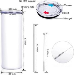 4 Pack Sublimation Stainless Steel 30oz Skinny Tumbler Double Wall Insulated
