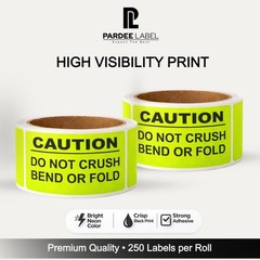 Neon Yellow Caution Labels 2×3 – 250 Warning Labels Per Roll
